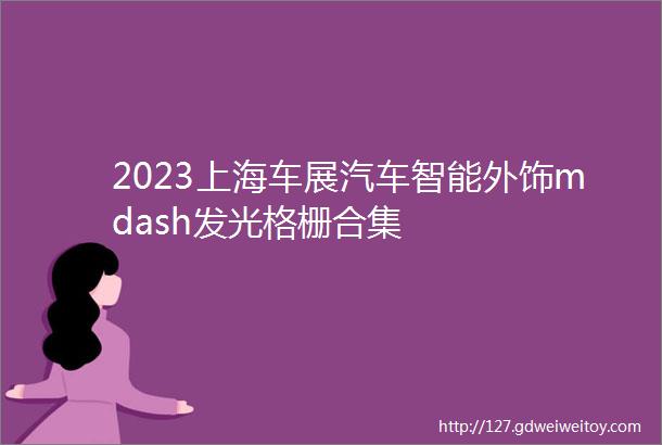 2023上海车展汽车智能外饰mdash发光格栅合集